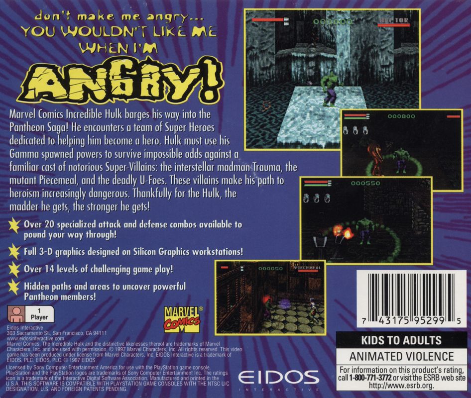 The Incredible Hulk The Pantheon Saga cover or packaging material MobyGames