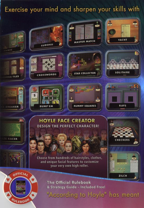 Inside Cover for Hoyle Puzzle & Board Games (Macintosh and Windows): Left