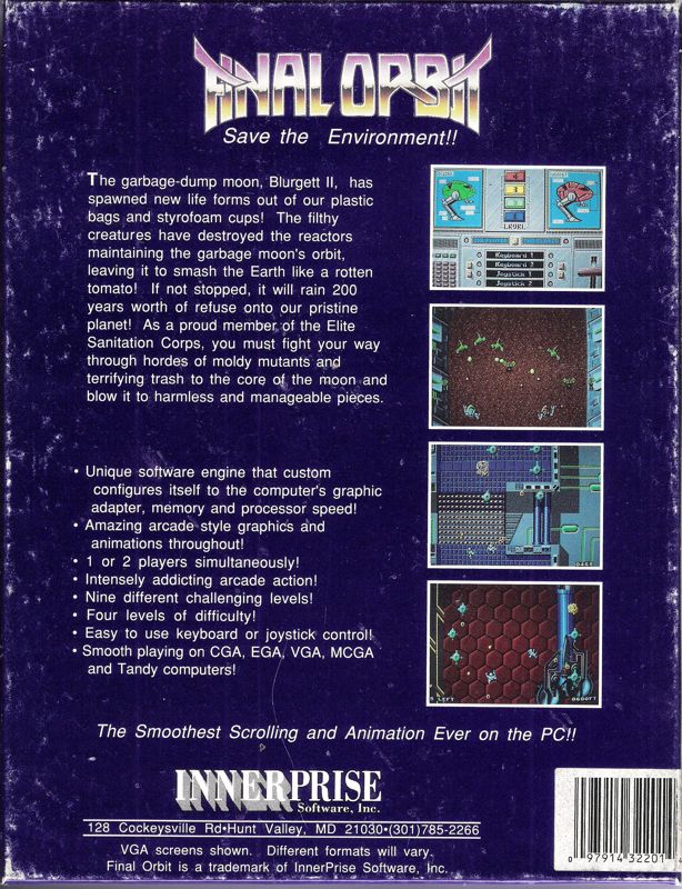 Back Cover for Final Orbit (DOS) (5.25" Release)