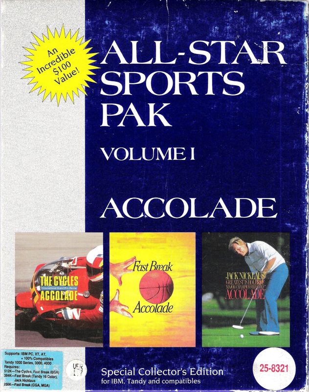 Front Cover for All-Star Sports Pak Volume I (DOS) (5.25" Release)