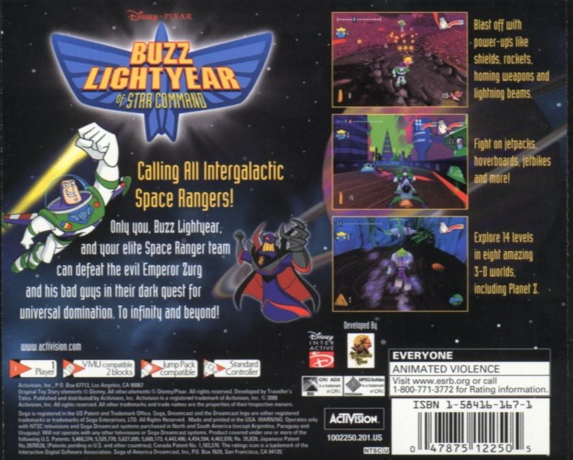 Back Cover for Disney•Pixar Buzz Lightyear of Star Command (Dreamcast)