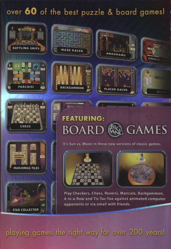 Inside Cover for Hoyle Puzzle & Board Games (Macintosh and Windows): Right