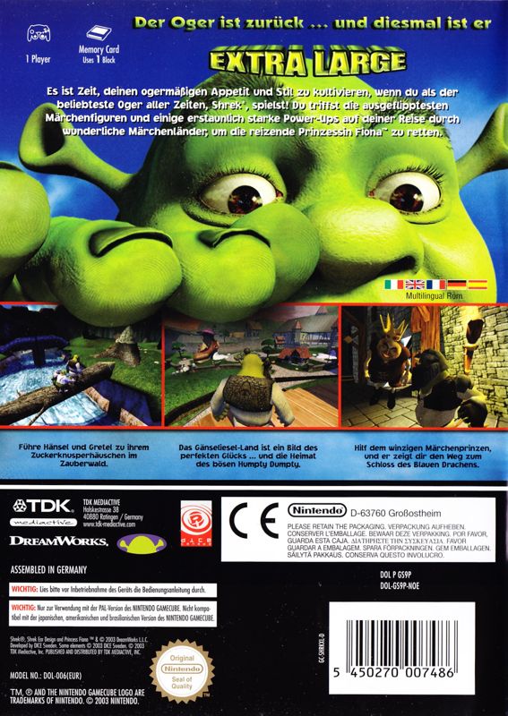 Back Cover for Shrek (GameCube)