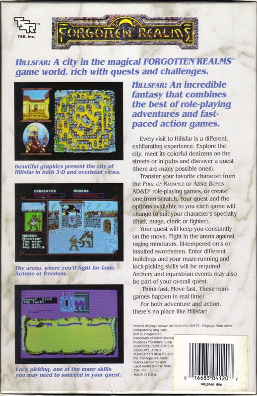 Back Cover for Hillsfar (DOS) (Dual Media release)