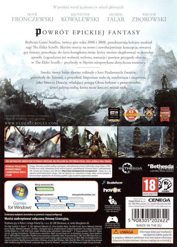 Other for The Elder Scrolls V: Skyrim (Windows): Keep case - back