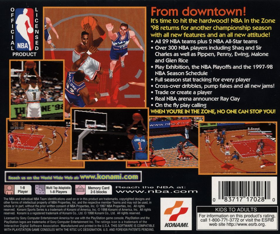 Back Cover for NBA in the Zone '98 (PlayStation)