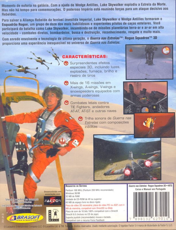 Back Cover for Star Wars: Rogue Squadron 3D (Windows) (Brasoft Hits release)