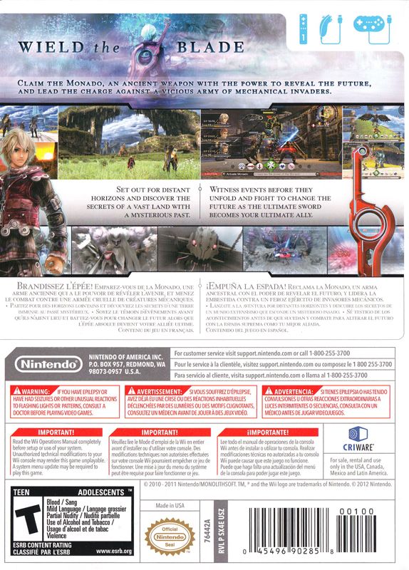 Xenoblade Chronicles cover or packaging material - MobyGames