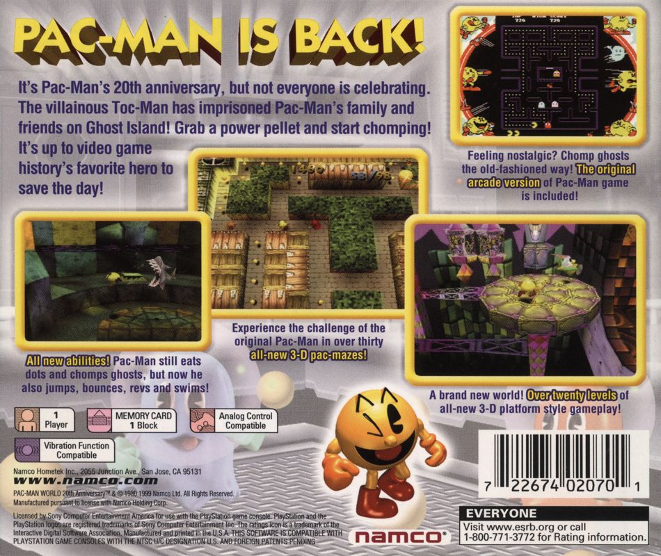 Back Cover for Pac-Man World 20th Anniversary (PlayStation)