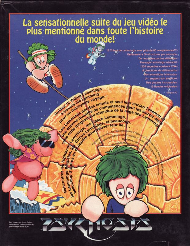 Back Cover for Lemmings 2: The Tribes (Amiga)