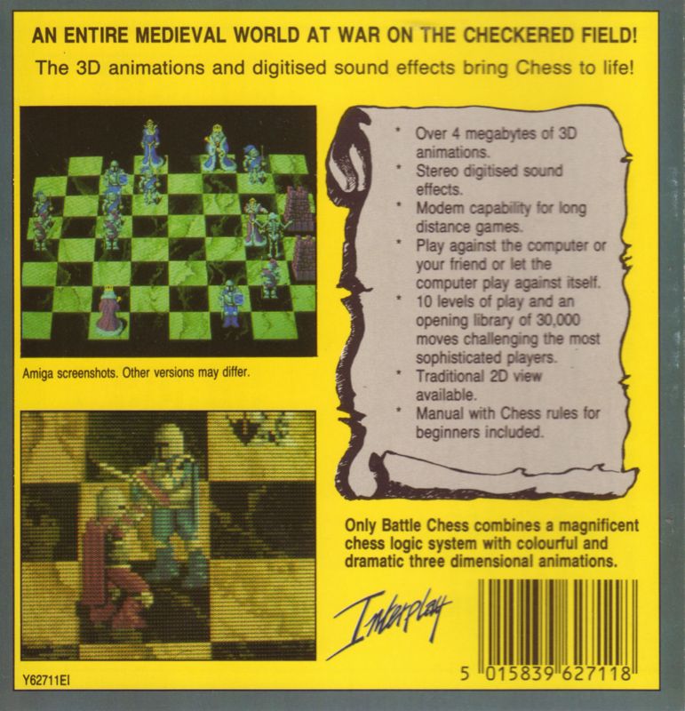 Back Cover for Battle Chess (Amiga)