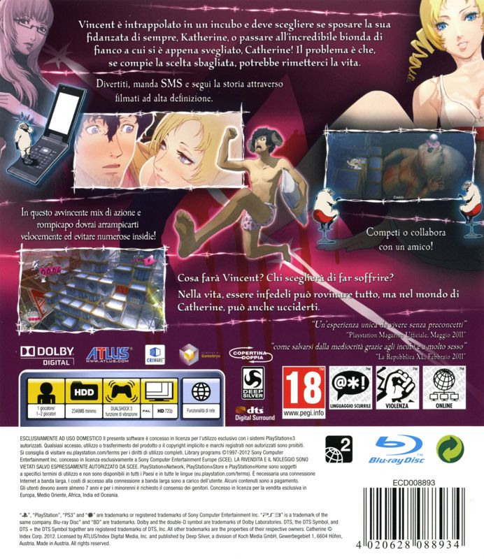 Back Cover for Catherine (PlayStation 3)