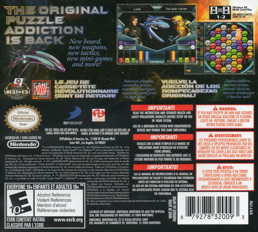 Puzzle Quest Galactrix cover or packaging material MobyGames