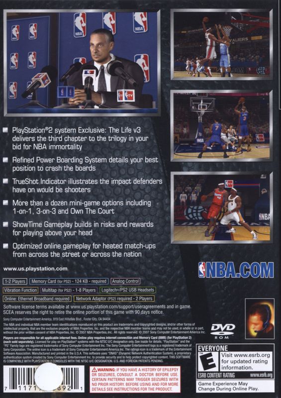 Back Cover for NBA 08 (PlayStation 2)
