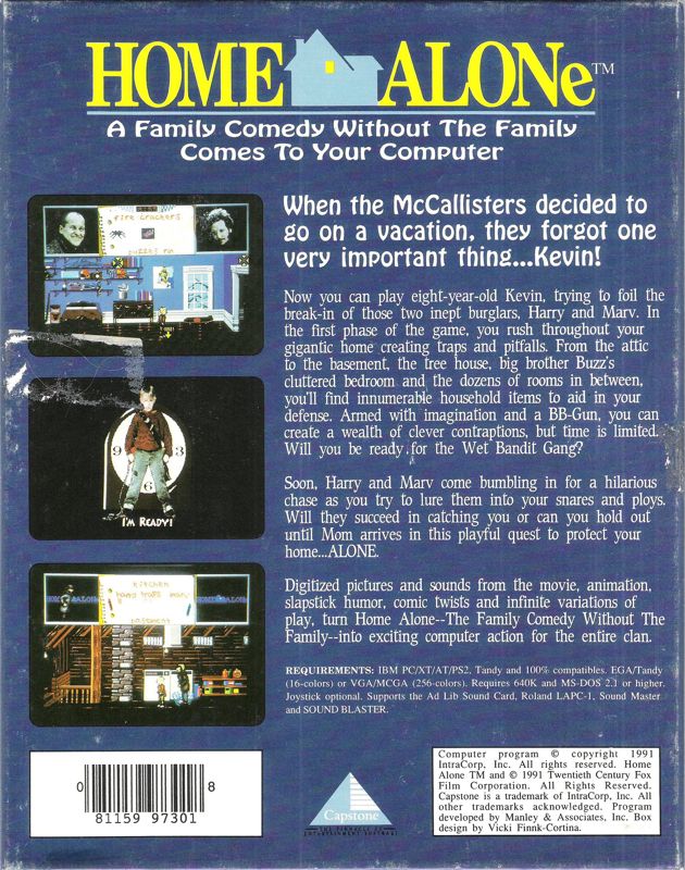 Back Cover for Home Alone (DOS)