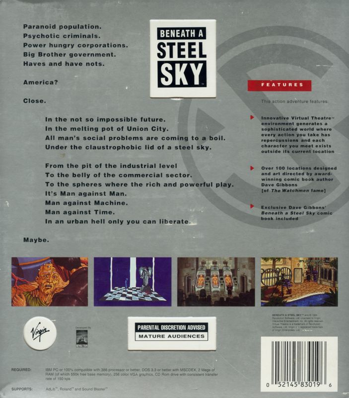 Back Cover for Beneath a Steel Sky (DOS)