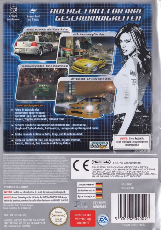 Back Cover for Need for Speed: Underground (GameCube) (Player's Choice release)