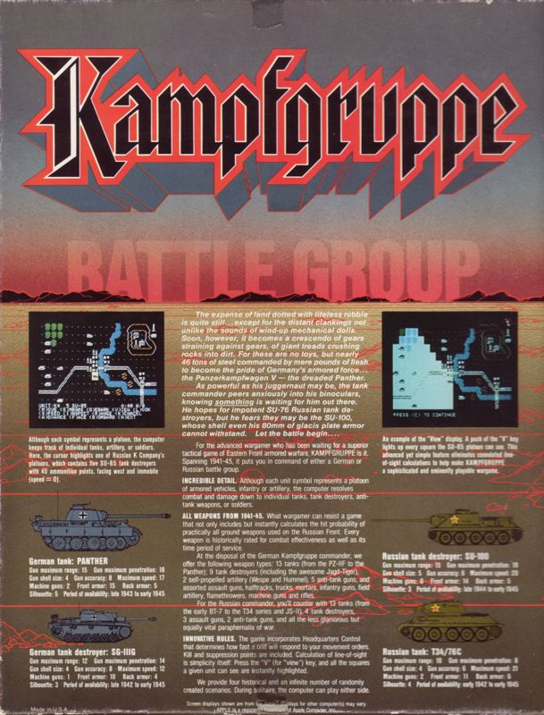 Back Cover for Kampfgruppe (Amiga)
