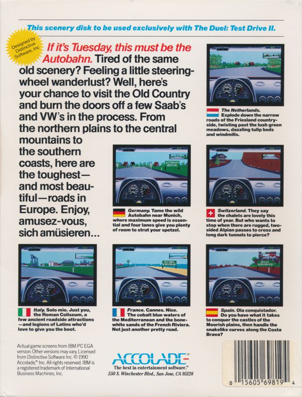 Back Cover for European Challenge (DOS) (3.5" Disk release)