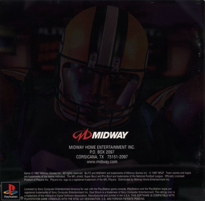 Inside Cover for NFL Blitz (PlayStation): Front Reverse