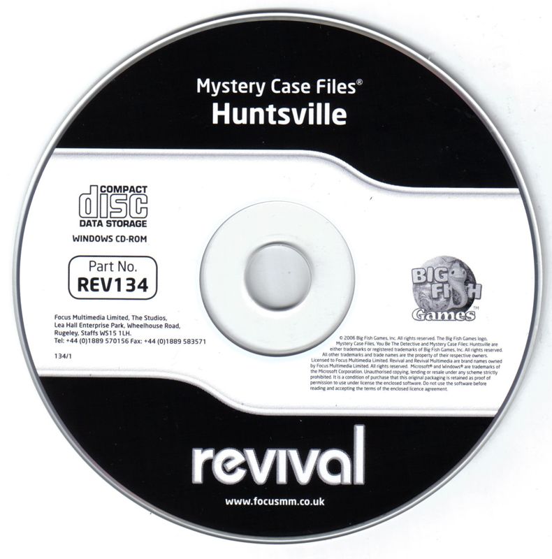 Media for Mystery Case Files: Huntsville (Windows) (Revival release)