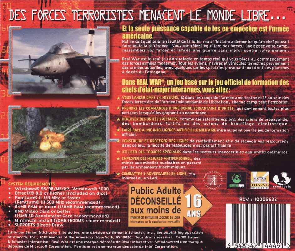 Other for Real War (Windows): Jewel Case - Back