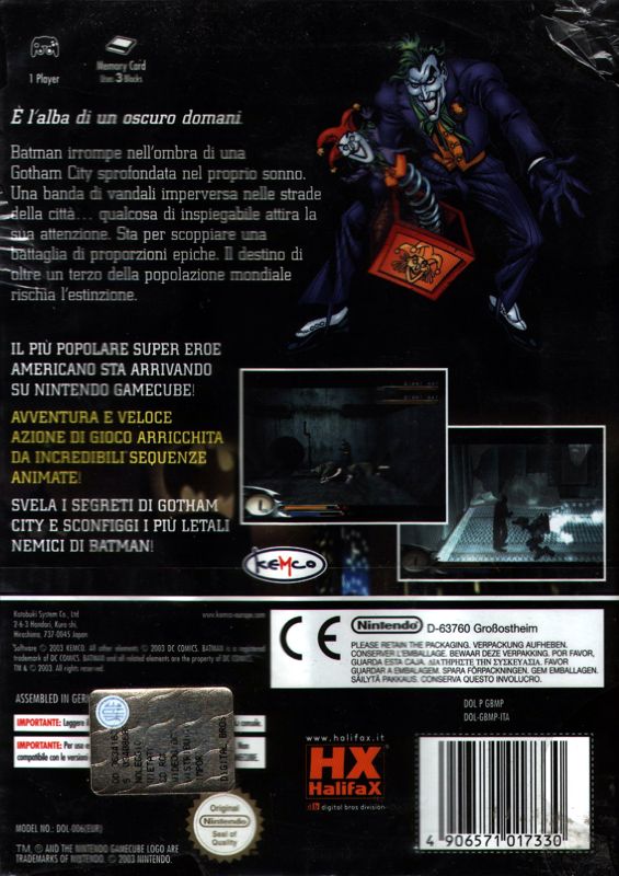 Back Cover for Batman: Dark Tomorrow (GameCube)