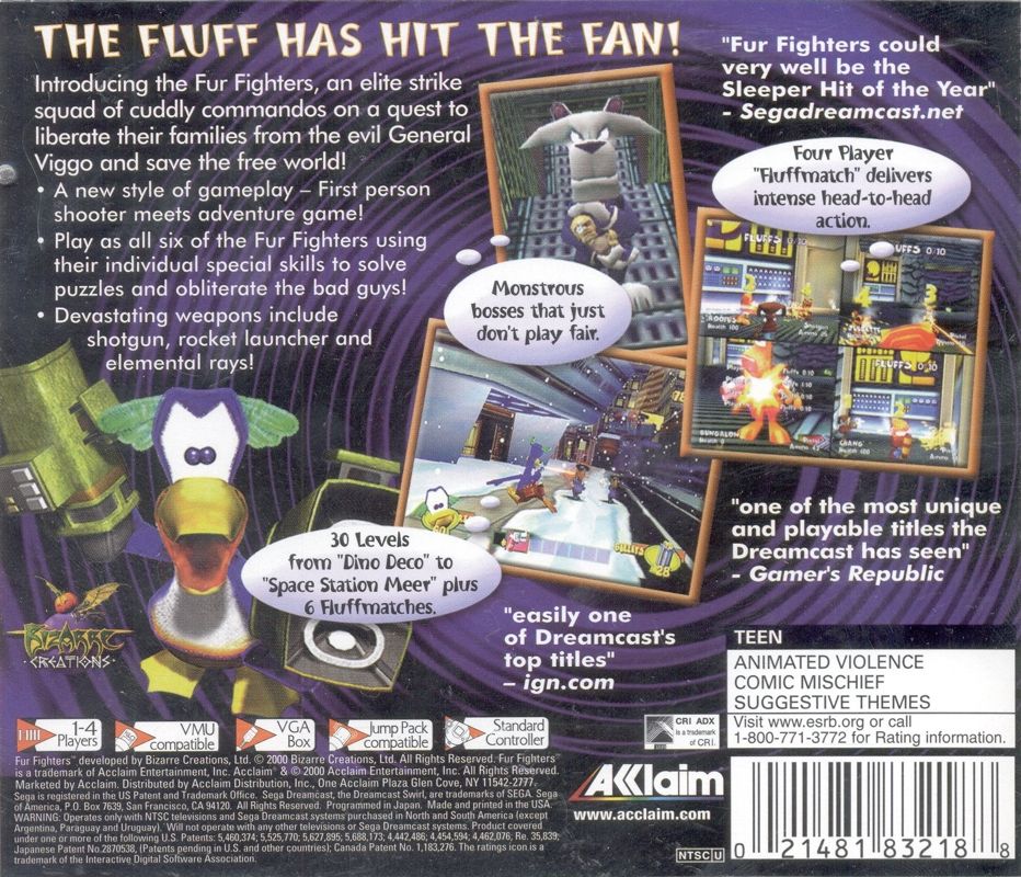 Back Cover for Fur Fighters (Dreamcast)