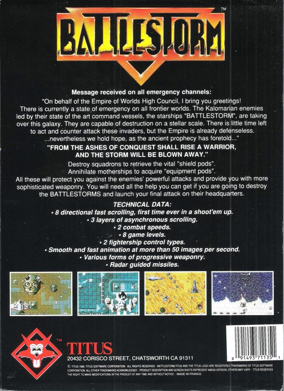 Back Cover for Battlestorm (DOS) (3.5" Release)