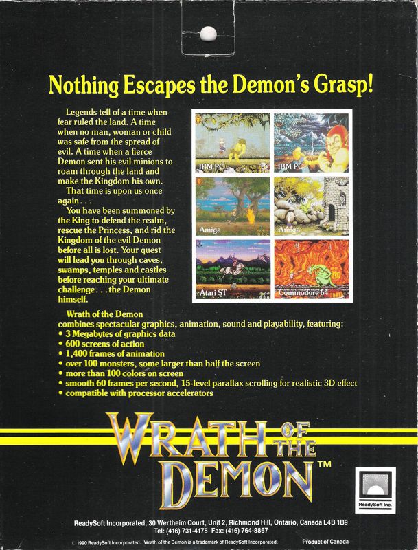 Back Cover for Wrath of the Demon (DOS) (5.25" Release)