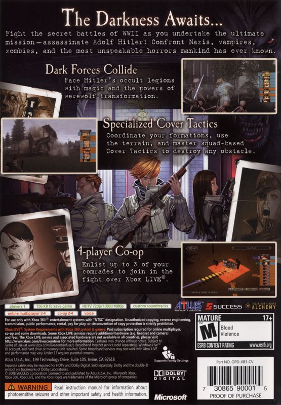 Back Cover for Operation Darkness (Xbox 360)