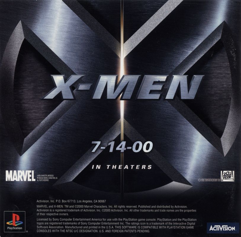 Inside Cover for X-Men: Mutant Academy (PlayStation): Front Reverse