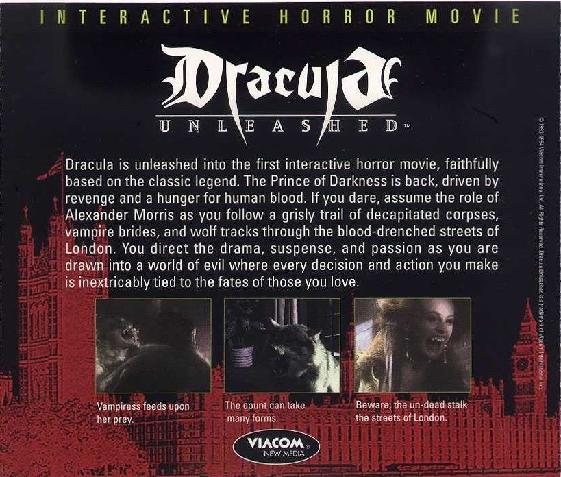 Other for Dracula Unleashed (DOS and Macintosh): Jewel Case - Back