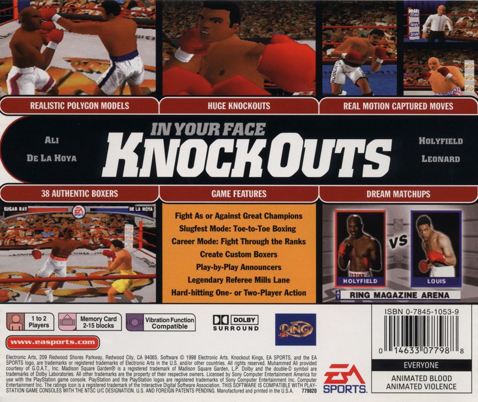 Back Cover for Knockout Kings (PlayStation)