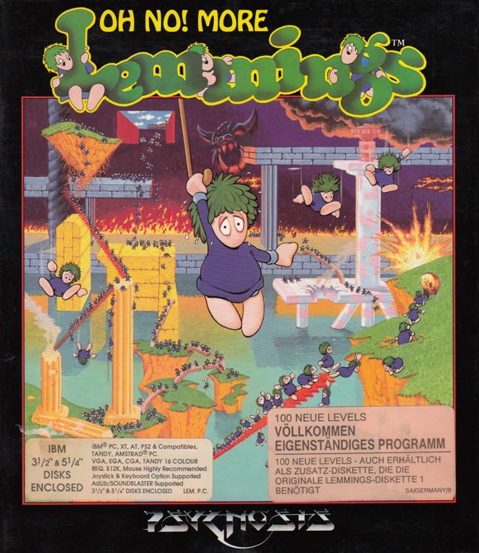 Front Cover for Oh No! More Lemmings (DOS) (German Stand Alone Version (Dual Media) )