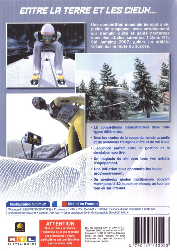 Back Cover for RTL Ski Jumping 2007 (Windows)
