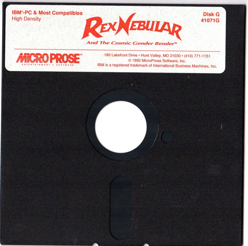 Media for Rex Nebular and the Cosmic Gender Bender (DOS) (5.25" disk version): Disk G