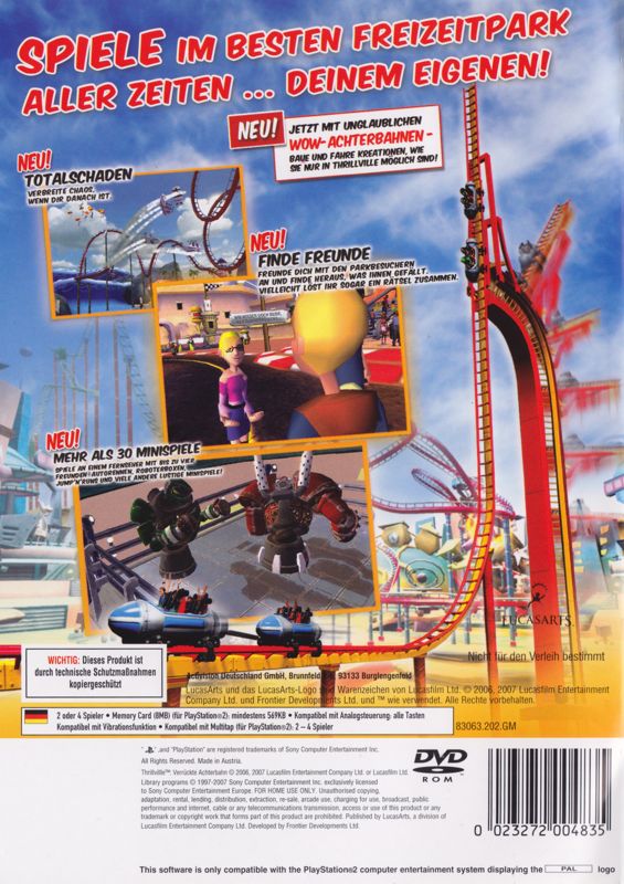 Back Cover for Thrillville: Off the Rails (PlayStation 2)