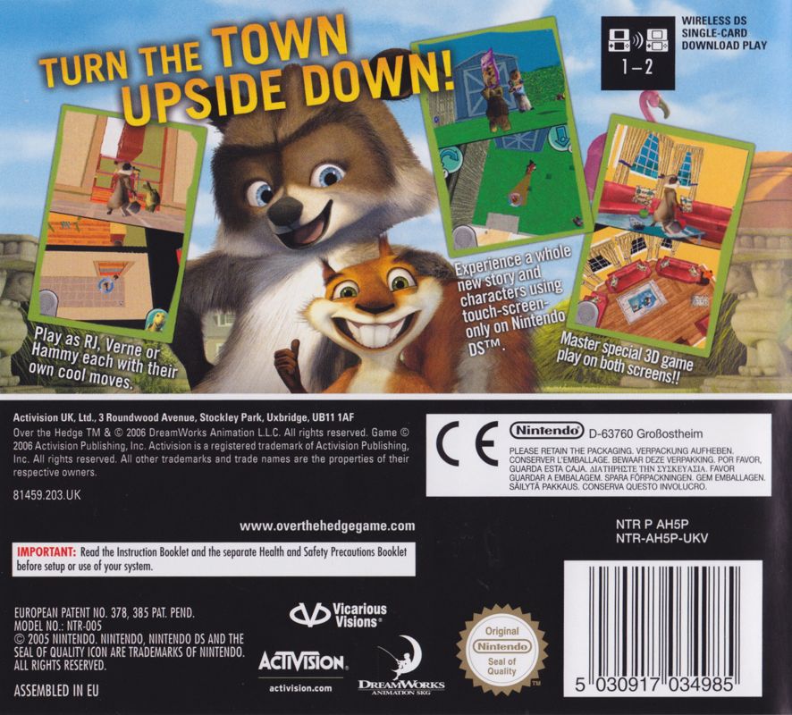 Back Cover for Over the Hedge (Nintendo DS)