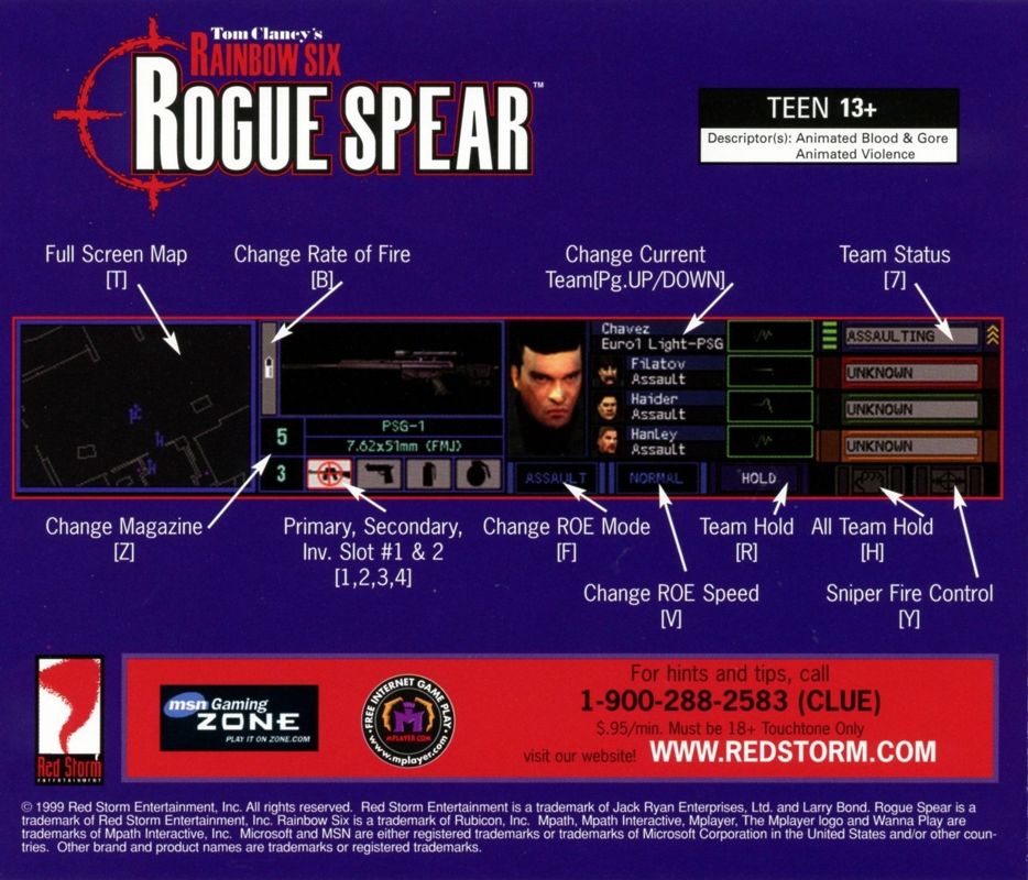 Other for Tom Clancy's Rainbow Six: Rogue Spear - Platinum Pack (Windows) (No inside box flaps): Rogue Spear Jewel Case Back