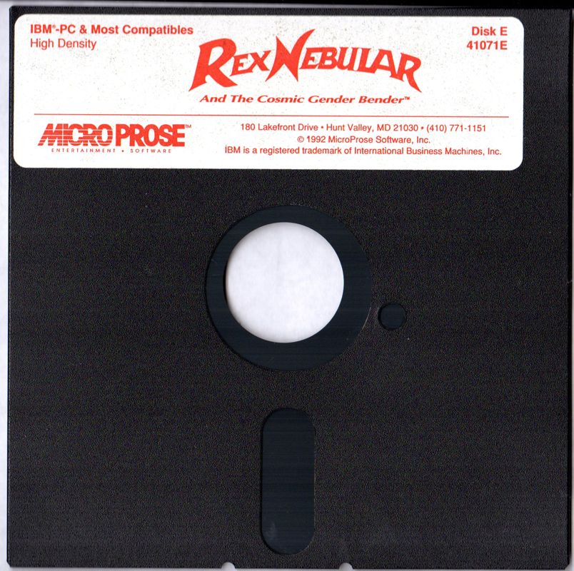 Media for Rex Nebular and the Cosmic Gender Bender (DOS) (5.25" disk version): Disk E