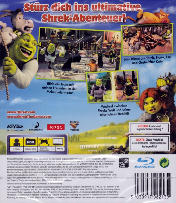 Back Cover for Shrek Forever After: The Final Chapter (PlayStation 3)