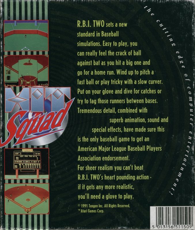 Back Cover for R.B.I. Baseball 2 (DOS) (The Hit Squad 3.5" disk release)