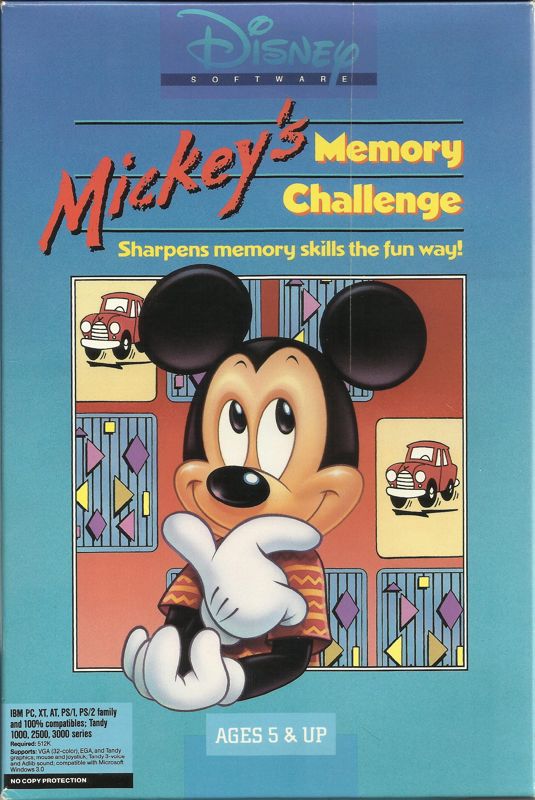 Front Cover for Mickey's Memory Challenge (DOS) (5.25" Release)