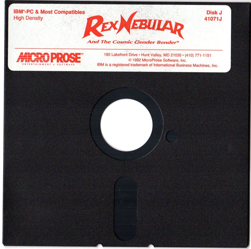 Media for Rex Nebular and the Cosmic Gender Bender (DOS) (5.25" disk version): Disk J
