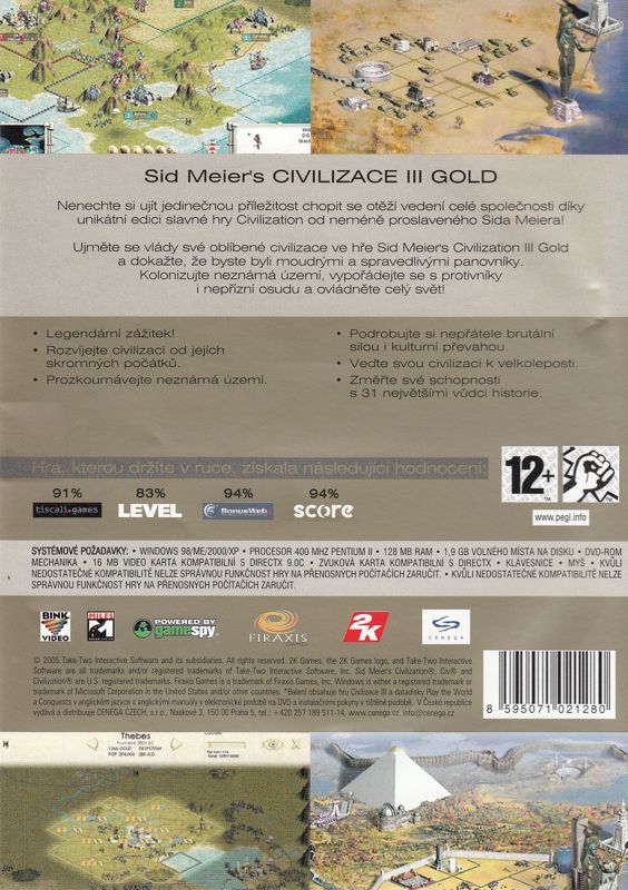 Back Cover for Sid Meier's Civilization III: Complete (Windows) (Kolekce Klasiky release)