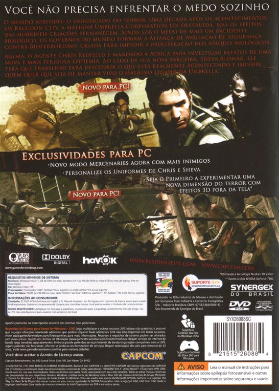 Back Cover for Resident Evil 5 (Windows)