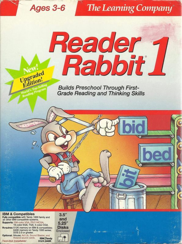 Front Cover for Reader Rabbit (DOS) (Dual Media release Version 5.0 (Released as "Reader Rabbit 1" in 1991))