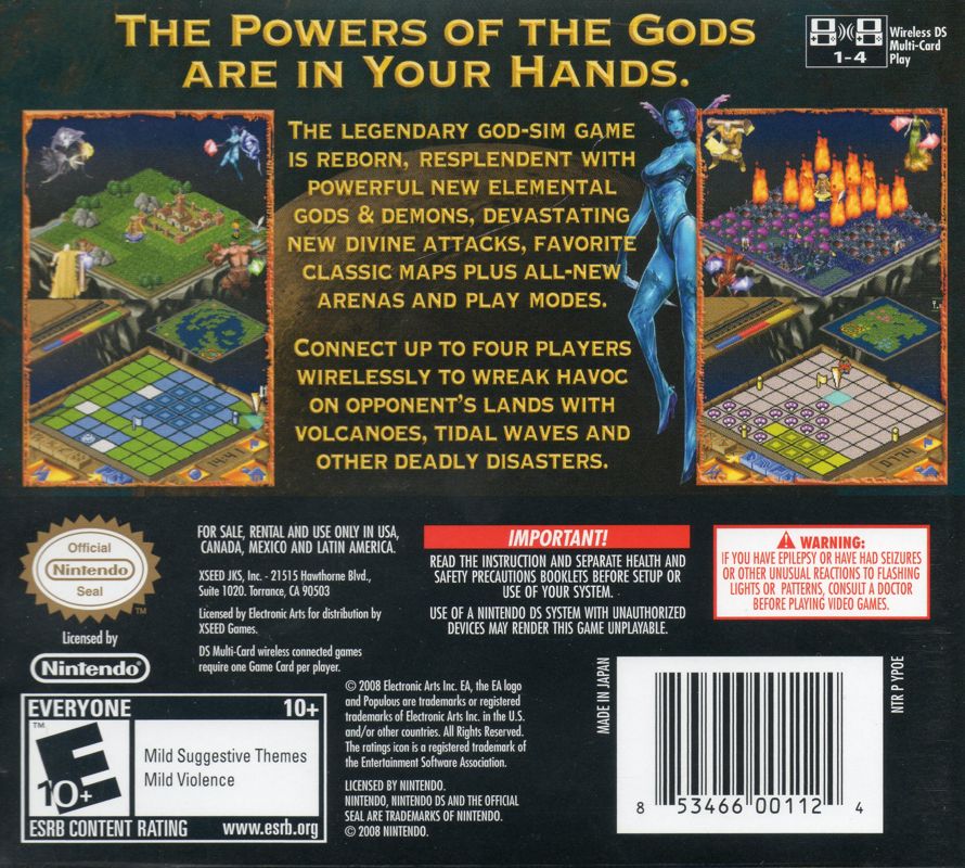 Back Cover for Populous DS (Nintendo DS)