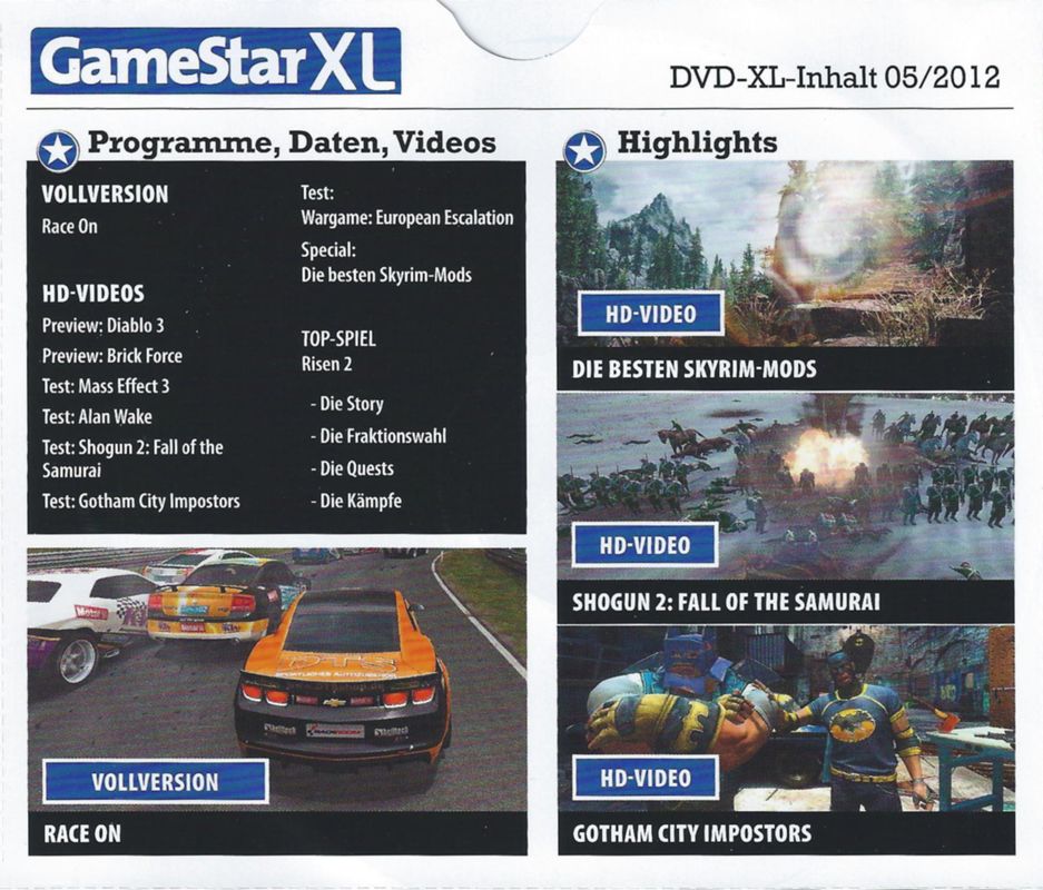 Other for Race On Bundle (Windows) (GameStar XL 05/2012 covermount): Slipcase - Back